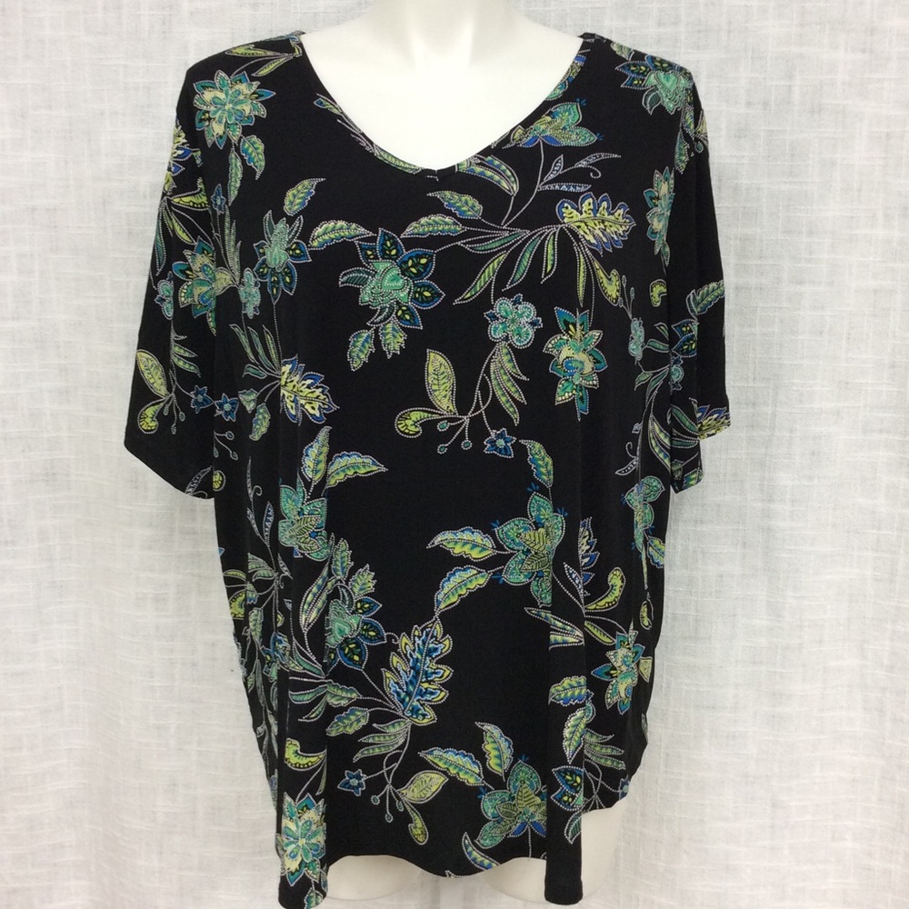 Cato Multicolored Floral Short Sleeve 26-28 Top